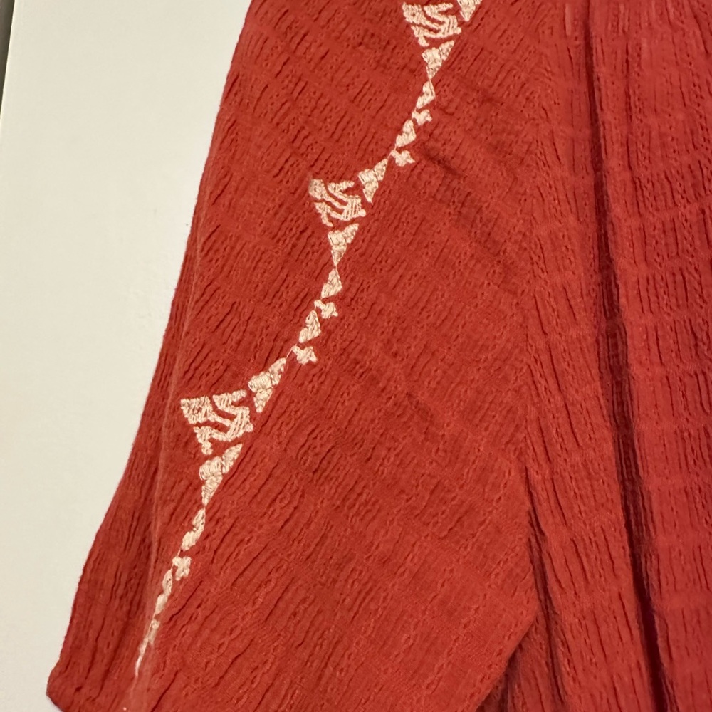J. Jill Terracotta Embroidered Dress Boho Textured Cotton Shift | Size Small - Picture 8 of 11